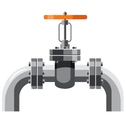 Dibujo de llave de paso en tuberías